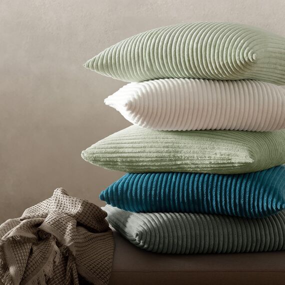 MIULEE 2er Set Kissenbezüge Kord Kissenhülle Dekorative Kissenbezug Sofakissen Couchkissen Dekokissen Zierkissenbezug Deko Kissenhülle mit Verstecktem Reißverschluss 40x80 cm Bohnengrün