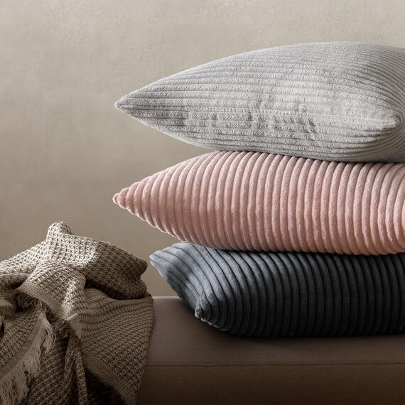 MIULEE Kissenbezüge Kordsamt Kissenbezug Zierkissenbezug Dekokissen Sofakissen Kord 2er Set Kissenhülle Dekorative Zierkissenbezüge Kissen für Sofa Couch Zuhause Wohnzimmer 40x80 cm Hellgrau