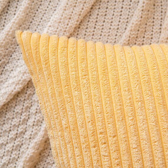 EMEMA Kissenbezug 40x40 cm Herbst Kordsamt Kissenbezüge Dekokissen Sofakissen Cord Kissenhülle Zierkissenbezug Kord Dekorative Weiche für Sofa Wohnzimmer Schlafzimmer 2er Set Helles-Gelb