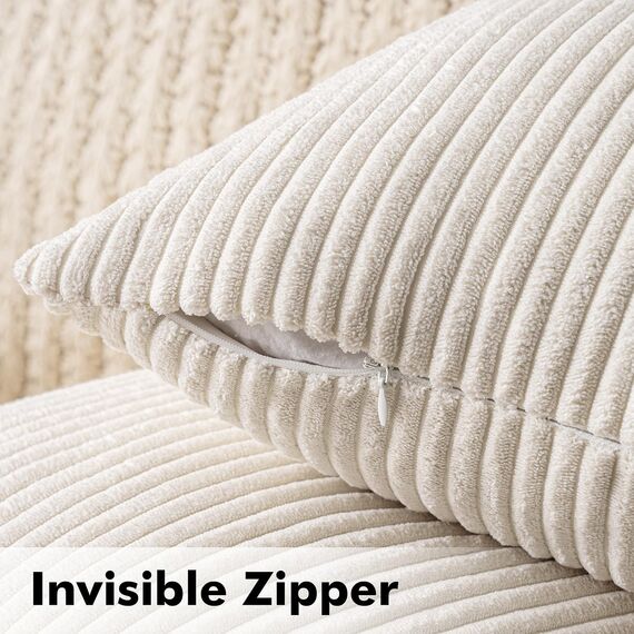 MIULEE 2er Set Kissenbezüge Kord Kissenhülle Dekorative Kissenbezug Sofakissen Couchkissen Dekokissen Zierkissenbezug Deko Kissenhülle mit Verstecktem Reißverschluss 30x50 cm Beige