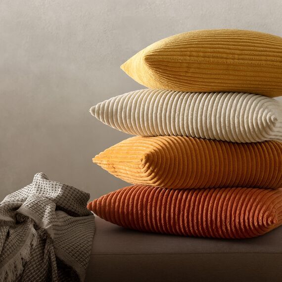 MIULEE 2er Set Kissenbezüge Kord Kissenhülle Dekorative Kissenbezug Sofakissen Couchkissen Dekokissen Zierkissenbezug Kuschelkissen für Sofa Schlafzimmer Wohnzimmer 40x40 cm Senfgelb