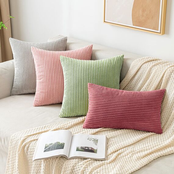 EMEMA Kissenbezug 45x45 cm Kordsamt Kissenbezüge Dekokissen Sofakissen Cord Kissenhülle Zierkissenbezug Kord Dekorative Weiche für Sofa Wohnzimmer Schlafzimmer 2er Set Marmelade