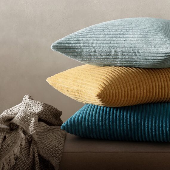 MIULEE 2er Set Kissenbezüge Kord Kissenhülle Dekorative Kissenbezug Sofakissen Couchkissen Dekokissen Zierkissenbezug Deko Kissenhülle mit Verstecktem Reißverschluss 40x40 cm Blauweiß