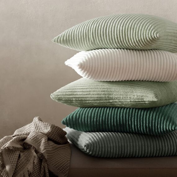 MIULEE Kissenbezüge Kordsamt Kissenbezug Zierkissenbezug Dekokissen Sofakissen Kord 2er Set Kissenhülle Dekorative Zierkissenbezüge Kissen für Sofa Couch Zuhause Wohnzimmer 40x60 cm Bohne Grün