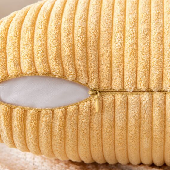 EMEMA Kissenbezug 30x50 cm Herbst Kordsamt Kissenbezüge Dekokissen Sofakissen Cord Kissenhülle Zierkissenbezug Kord Dekorative Weiche für Sofa Wohnzimmer Schlafzimmer 2er Set Helles-Gelb