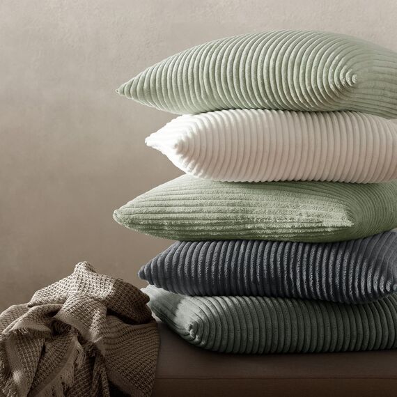 MIULEE 2er Set Kissenbezüge Kord Kissenhülle Dekorative Kissenbezug Sofakissen Couchkissen Dekokissen Zierkissenbezug Kuschelkissen für Sofa Schlafzimmer Wohnzimmer 40x40 cm Grau Grün