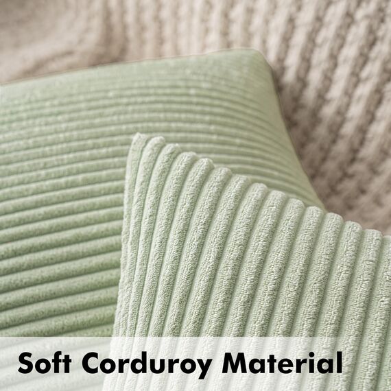 MIULEE 2er Set Kissenbezüge Kordsamt Kissenbezug Zierkissenbezug Dekokissen Sofakissen Kord Kissenhülle Dekorative Zierkissenbezüge Kissen für Sofa Sessel Zuhause Schlafzimmer 40x40cm Pastellgrün