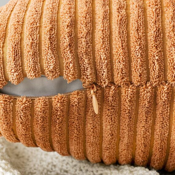 EMEMA Kissenbezug 30x50 cm Herbst Kordsamt Kissenbezüge Dekokissen Sofakissen Cord Kissenhülle Zierkissenbezug Kord Dekorative Weiche für Sofa Wohnzimmer Schlafzimmer 2er Set Gebranntes Orange