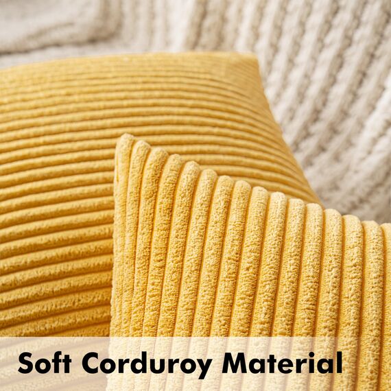 MIULEE 2er Set Kissenbezüge Kord Kissenhülle Dekorative Kissenbezug Sofakissen Couchkissen Dekokissen Zierkissenbezug Kuschelkissen für Sofa Schlafzimmer Wohnzimmer 40x40 cm Senfgelb