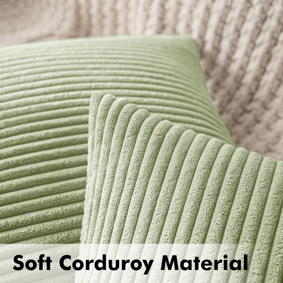 MIULEE Kissenbezug Kordsamt Zierkissenbezug Dekokissen Sofakissen Kord Kissenhülle Dekorative Weiche Zierkissenbezüge Kissen für Sofa Sessel Zuhause Schlafzimmer 30x50 cm Bohnengrün