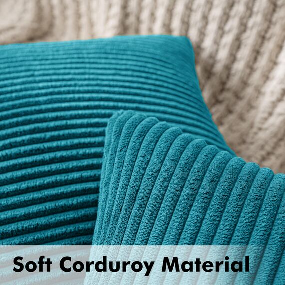 MIULEE 2er Set Kissenbezüge Kord Kissenhülle Dekorative Kissenbezug Sofakissen Couchkissen Dekokissen Zierkissenbezug Deko Kissenhülle mit Verstecktem Reißverschluss 50x50cm 20x20in Blauer See