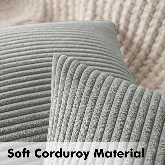 MIULEE 2er Set Kissenbezüge Kord Kissenhülle Dekorative Kissenbezug Sofakissen Couchkissen Dekokissen Zierkissenbezug Kuschelkissen für Sofa Schlafzimmer Wohnzimmer 40x40 cm Grau Grün