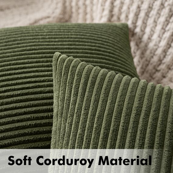MIULEE Kissenbezüge Kordsamt Kissenbezug Zierkissenbezug Dekokissen Sofakissen Kord 2er Set Kissenhülle Dekorative Zierkissenbezüge Kissen für Sofa Couch Zuhause Wohnzimmer 40x60 cm helles Olivgrün