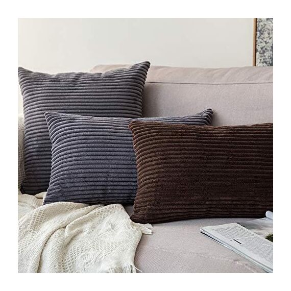 MIULEE 2er Set Kissenbezüge Cord Kissenbezug Kissenhülle Dekorative Zierkissen Sofakissen Couchkissen Dekokissen Zierkissenbezug Deko Kissenhülle für Sofa Wohnzimmer 50x50 cm Braun