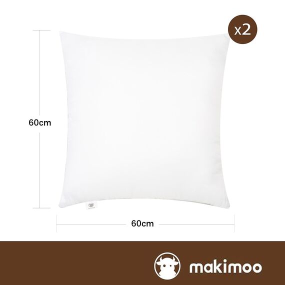 Makimoo Kopfkissen 2er Set 60 x 60 cm, Kissen für Bett und Dekokissen, Polyester Innenkissen Füllkissen for Sofakissen Zierkissen