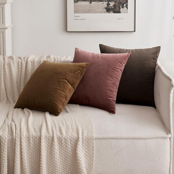 MIULEE 2er Set Kissenbezug Kissenhülle Dekorative Dekokissen Sofakissen Quadrat Wurfkissenbezug mit Verstecktem Reißverschluss Sofa Schlafzimmer 18x18 Zoll 45x45 cm Schokoladenbraun