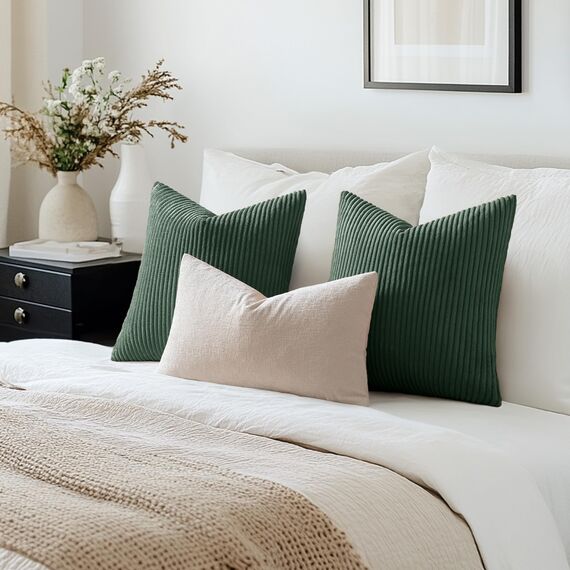 MIULEE 2er Set Kissenbezüge Kord Kissenhülle Dekorative Kissenbezug Sofakissen Couchkissen Dekokissen Zierkissenbezug Deko Kissenhülle mit Verstecktem Reißverschluss 50x50cm 20x20in