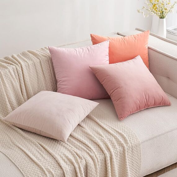 MIULEE 2er Set Kissenbezug Kissenhülle Dekorative Dekokissen Sofakissen Quadrat Wurfkissenbezug mit Verstecktem Reißverschluss Sofa Schlafzimmer 18x18 Zoll 45x45 cm Sakura Rosa