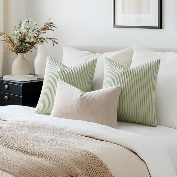 MIULEE 2er Set Kissenbezüge Kordsamt Kissenbezug Zierkissenbezug Dekokissen Sofakissen Kord Kissenhülle Dekorative Zierkissenbezüge Kissen für Sofa Sessel Zuhause Schlafzimmer 40x40cm Pastellgrün