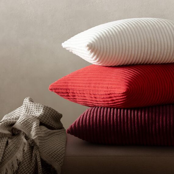 MIULEE 2er Set Kissenbezüge Kord Kissenhülle Dekorative Kissenbezug Sofakissen Couchkissen Dekokissen Zierkissenbezug Deko Kissenhülle mit Verstecktem Reißverschluss 45x45 cm Rot