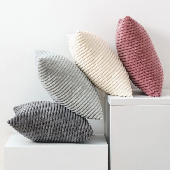 MIULEE Kissenbezüge Kordsamt Kissenbezug Zierkissenbezug Dekokissen Sofakissen Kord 2er Set Kissenhülle Dekorative Zierkissenbezüge Kissen für Sofa Couch Zuhause Wohnzimmer 35x35 cm Beige