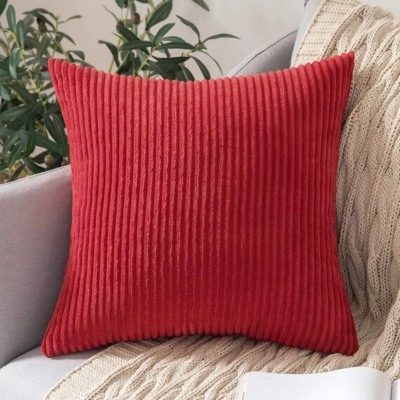 MIULEE 2er Set Kissenbezüge Kord Kissenhülle Dekorative Kissenbezug Sofakissen Couchkissen Dekokissen Zierkissenbezug Deko Kissenhülle mit Verstecktem Reißverschluss 40x40 cm Rot