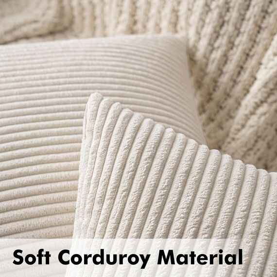 MIULEE 2er Set Kissenbezüge Kord Kissenhülle Dekorative Kissenbezug Sofakissen Couchkissen Dekokissen Zierkissenbezug Deko Kissenhülle mit Verstecktem Reißverschluss 40x40 cm Beige