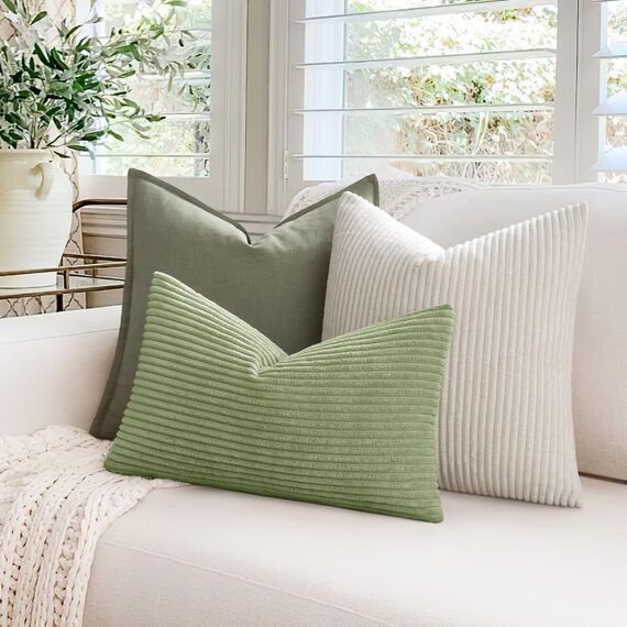 MIULEE 2er Set Kissenbezüge Kord Kissenhülle Dekorative Kissenbezug Sofakissen Couchkissen Dekokissen Zierkissenbezug Deko Kissenhülle mit Verstecktem Reißverschluss 30x50 cm Reines Weiß