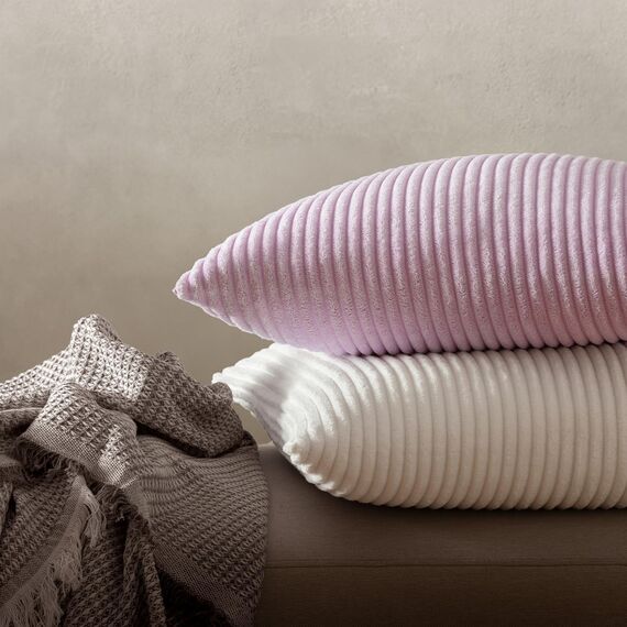 MIULEE 2er Set Kissenbezüge Kord Kissenhülle Dekorative Kissenbezug Sofakissen Couchkissen Dekokissen Zierkissenbezug Deko Kissenhülle mit Verstecktem Reißverschluss 40x40 cm Violett