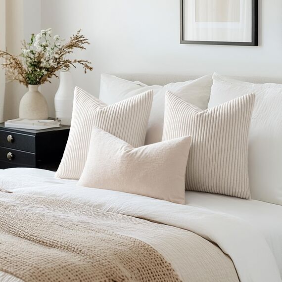 MIULEE Kissenbezüge Kordsamt Kissenbezug Zierkissenbezug Dekokissen Sofakissen Kord 2er Set Kissenhülle Dekorative Zierkissenbezüge Kissen für Sofa Couch Zuhause Wohnzimmer 40x60 cm Beige