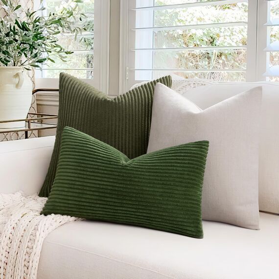 MIULEE 2er Set Kissenbezüge Kordsamt Kissenbezug Zierkissenbezug Dekokissen Sofakissen Kord Kissenhülle Dekorative Zierkissenbezüge Kissen für Sofa Sessel Zuhause Schlafzimmer 50x50cm Matcha Grün