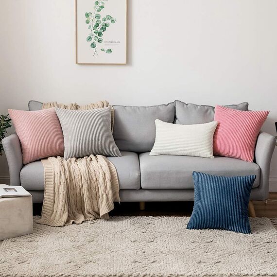 MIULEE 2er Set Kissenbezüge Kord Kissenhülle Dekorative Kissenbezug Sofakissen Couchkissen Dekokissen Zierkissenbezug Deko Kissenhülle mit Verstecktem Reißverschluss 40x40 cm Rosa