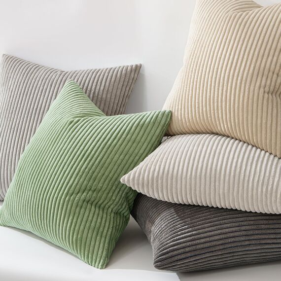 MIULEE Kissenbezug Kordsamt Zierkissenbezug Dekokissen Sofakissen Deko Kord Kissenhülle Dekorative Zierkissenbezüge Kissen für Sofa Sessel Zuhause Schlafzimmer 50x50 cm Bohnengrün