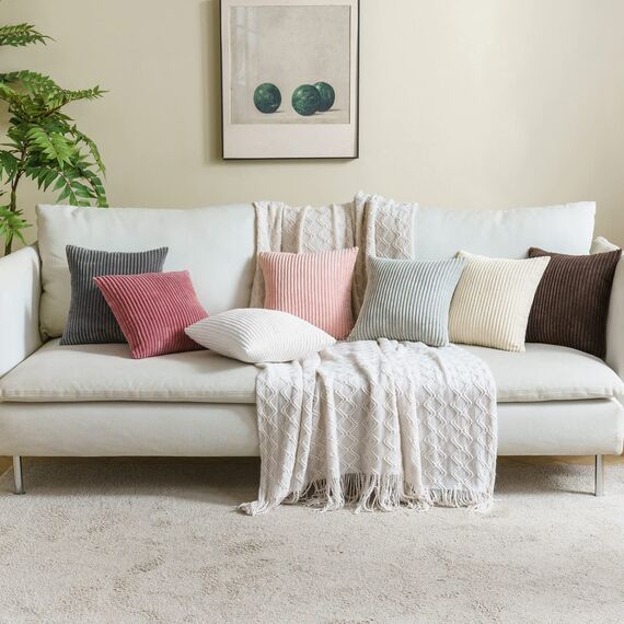 MIULEE Kissenbezüge Kordsamt Kissenbezug Zierkissenbezug Dekokissen Sofakissen Kord 2er Set Kissenhülle Dekorative Zierkissenbezüge Kissen für Sofa Couch Zuhause Wohnzimmer 35x35 cm Beige