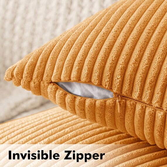 MIULEE 2er Set Kissenbezüge Kord Kissenhülle Dekorative Kissenbezug Sofakissen Couchkissen Dekokissen Zierkissenbezug Deko Kissenhülle mit Verstecktem Reißverschluss 40x40cm 16x16in Orange gebrannt