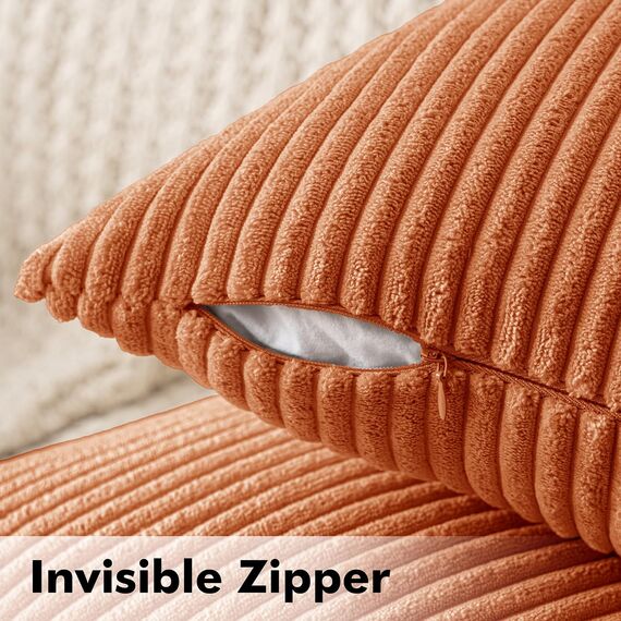 MIULEE 2er Set Kissenbezüge Kord Kissenhülle Dekorative Kissenbezug Sofakissen Couchkissen Dekokissen Zierkissenbezug Deko Kissenhülle mit Verstecktem Reißverschluss 40x40cm 16x16in Karamell