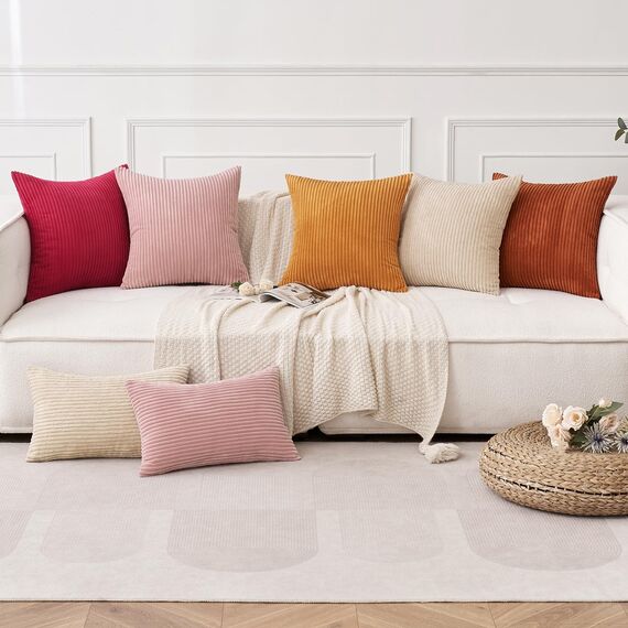 MIULEE 2er Set Kissenbezüge Kord Kissenhülle Dekorative Kissenbezug Sofakissen Couchkissen Dekokissen Zierkissenbezug Deko Kissenhülle mit Verstecktem Reißverschluss 40x40cm 16x16in Orange gebrannt