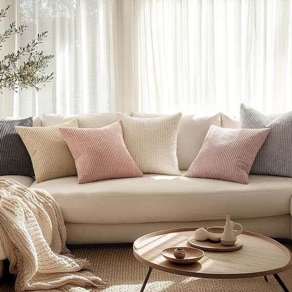 MIULEE 2er Set Kissenbezüge Kord Kissenhülle Dekorative Kissenbezug Sofakissen Couchkissen Dekokissen Zierkissenbezug Deko Kissenhülle mit Verstecktem Reißverschluss 40x40 cm Rosa