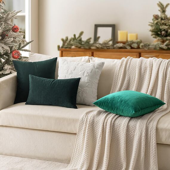 MIULEE 2er Set Kissenbezug Kissenhülle Dekorative Dekokissen Sofakissen Quadrat Wurfkissenbezug mit Verstecktem Reißverschluss Sofa Schlafzimmer 16x16 Zoll 40x40 cm Dunkelgrün