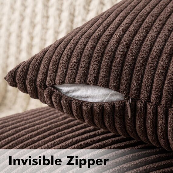 MIULEE 2er Set Kissenbezüge Cord Kissenbezug Kissenhülle Dekorative Zierkissen Sofakissen Couchkissen Dekokissen Zierkissenbezug Deko Kissenhülle für Sofa Wohnzimmer 50x50 cm Braun