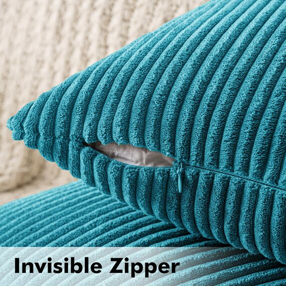 MIULEE 2er Set Kissenbezüge Kord Kissenhülle Dekorative Kissenbezug Sofakissen Couchkissen Dekokissen Zierkissenbezug Deko Kissenhülle mit Verstecktem Reißverschluss 40x40cm 16x16in Blauer See