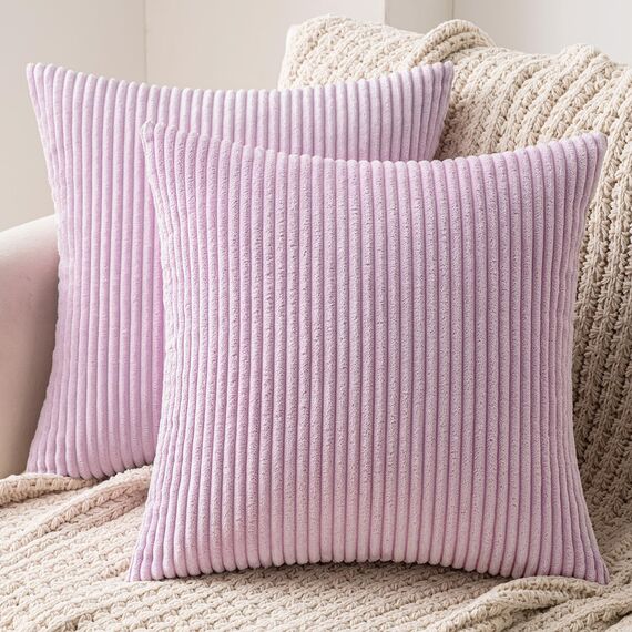 MIULEE 2er Set Kissenbezüge Kord Kissenhülle Dekorative Kissenbezug Sofakissen Couchkissen Dekokissen Zierkissenbezug Deko Kissenhülle mit Verstecktem Reißverschluss 40x40 cm Violett