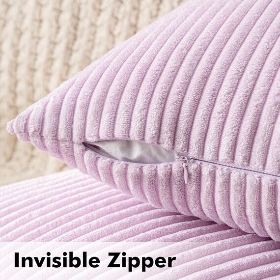 MIULEE 2er Set Kissenbezüge Kord Kissenhülle Dekorative Kissenbezug Sofakissen Couchkissen Dekokissen Zierkissenbezug Deko Kissenhülle mit Verstecktem Reißverschluss 40x40 cm Violett