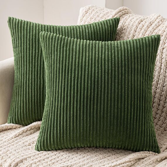 MIULEE 2er Set Kissenbezüge Kordsamt Kissenbezug Zierkissenbezug Dekokissen Sofakissen Kord Kissenhülle Dekorative Zierkissenbezüge Kissen für Sofa Sessel Zuhause Schlafzimmer 50x50cm Matcha Grün