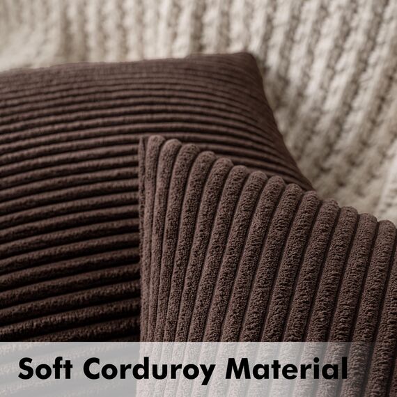 MIULEE 2er Set Kissenbezüge Cord Kissenbezug Kissenhülle Dekorative Zierkissen Sofakissen Couchkissen Dekokissen Zierkissenbezug Deko Kissenhülle für Sofa Wohnzimmer 50x50 cm Braun