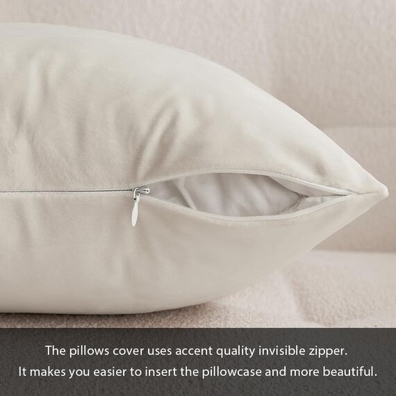 MIULEE 2er Set Kissenbezug Kissenhülle Dekorative Dekokissen Sofakissen Quadrat Wurfkissenbezug mit Verstecktem Reißverschluss Sofa Schlafzimmer 18x18 Zoll 45x45 cm Creme weiß
