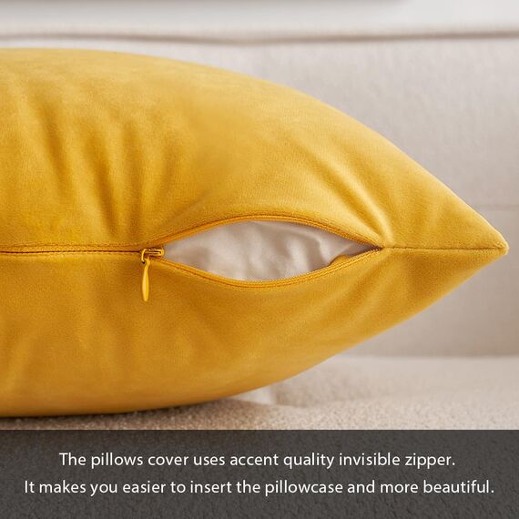 MIULEE 2er Set Kissenbezug Kissenhülle Dekorative Dekokissen Sofakissen Quadrat Wurfkissenbezug mit Verstecktem Reißverschluss Sofa Schlafzimmer 18x18 Zoll 45x45 cm Orangegelb
