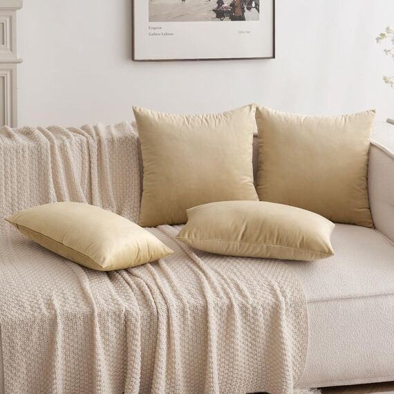 MIULEE 2er Set Kissenbezug Kissenhülle Dekorative Dekokissen Sofakissen Quadrat Wurfkissenbezug mit Verstecktem Reißverschluss Sofa Schlafzimmer 20x20 Zoll 50x50 cm Beige