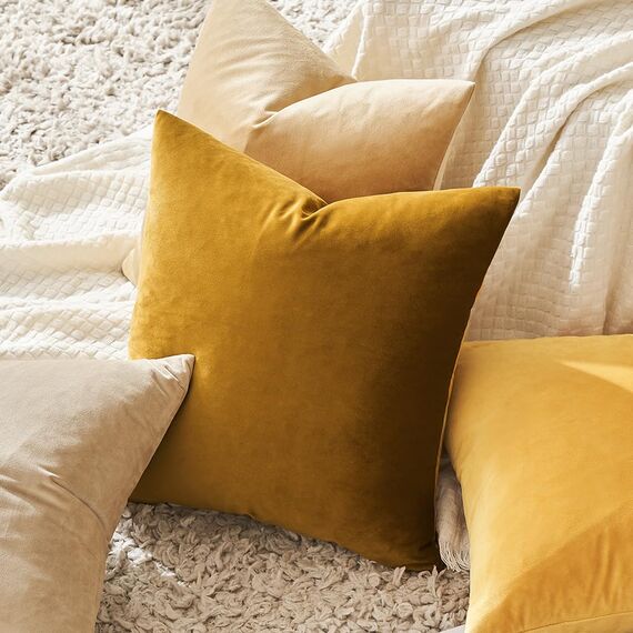 MIULEE 2er Set Kissenbezug Kissenhülle Dekorative Dekokissen Sofakissen Quadrat Wurfkissenbezug mit Verstecktem Reißverschluss Sofa Schlafzimmer 12x20 Zoll 30x50 cm Senfgelb