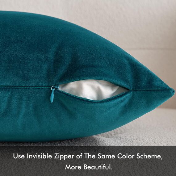 MIULEE 2er Set Kissenbezug Kissenhülle Dekorative Dekokissen Sofakissen Quadrat Wurfkissenbezug mit Verstecktem Reißverschluss Sofa Schlafzimmer 16x16 Zoll 40x40 cm Türkis